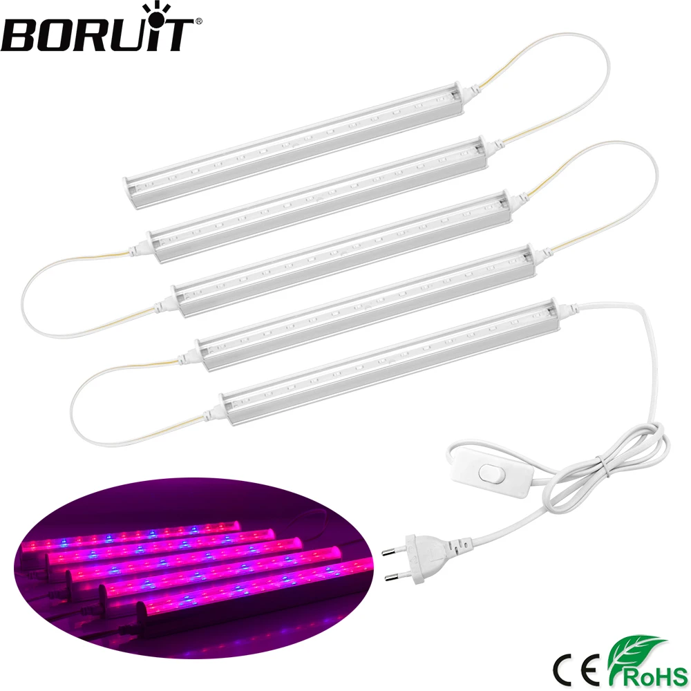 

BORUiT 25W SMD 5730 LED Grow Light 110v 220v T5 Tube Phyto Lamps Full Spectrum Hydroponic Plant Red Blue Growth Lighting