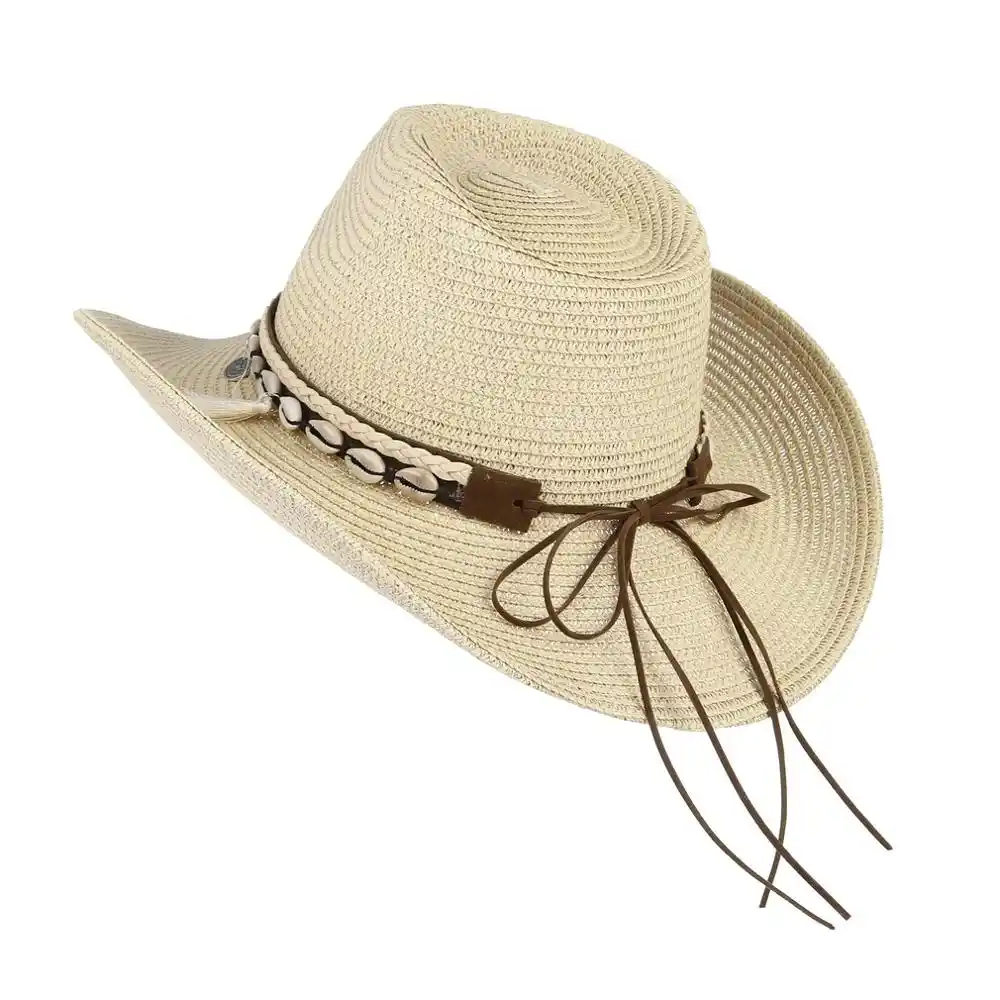 Gemvie Women Hollow Out Western Style Straw Cowboy Cowgirl Hat Fedora Cap