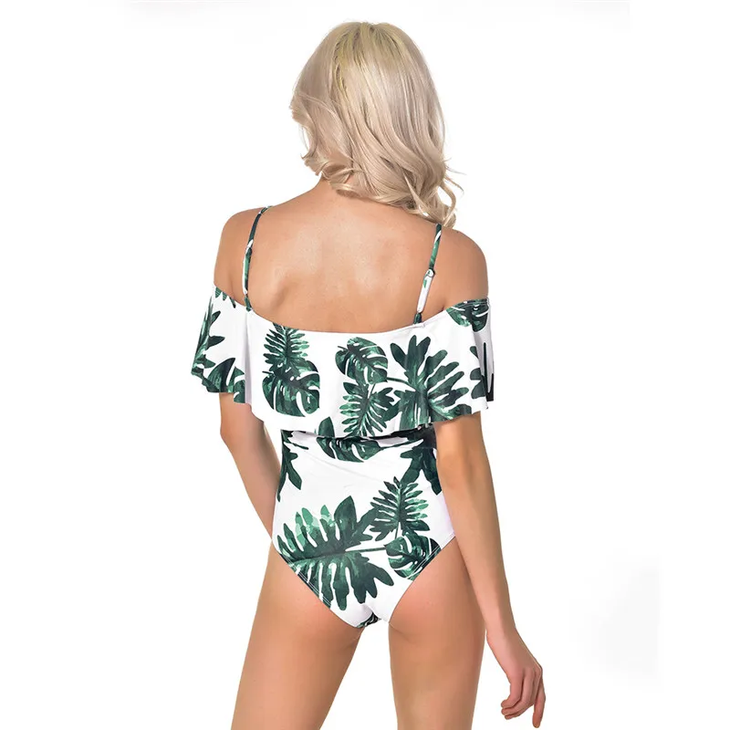 Sexy One Piece Swimsuit One shoulder Floral Ruffle Swimwear Women Swimsuit Bathing Suit Push Up Bikini 2019 fato de banho mayo