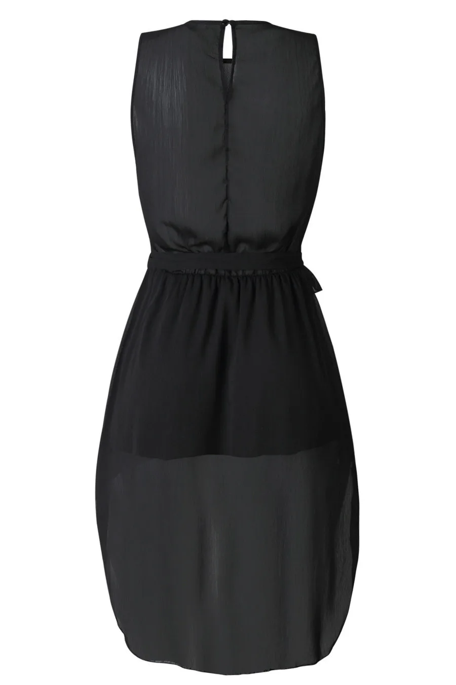 Gladiolus Ruffle Women Summer Dress Sleeveless Lace Decoration Belt Tunic Irregular White Black Dress Women 2019 Ladies Dresses  (12)