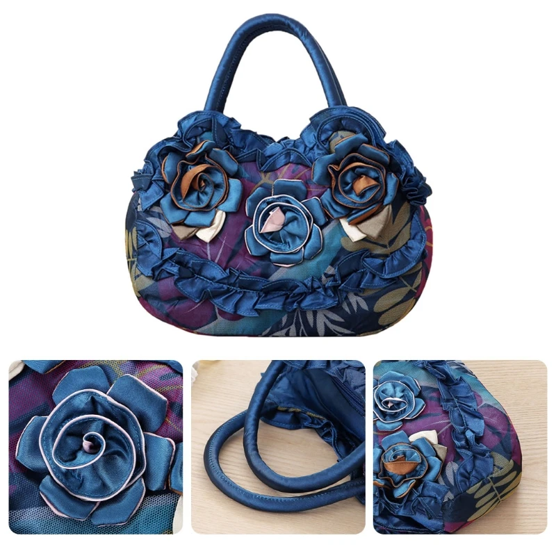 

Ethnic flower canvas lace backpack 98B Flower Women Lady Bag Zipper National bag