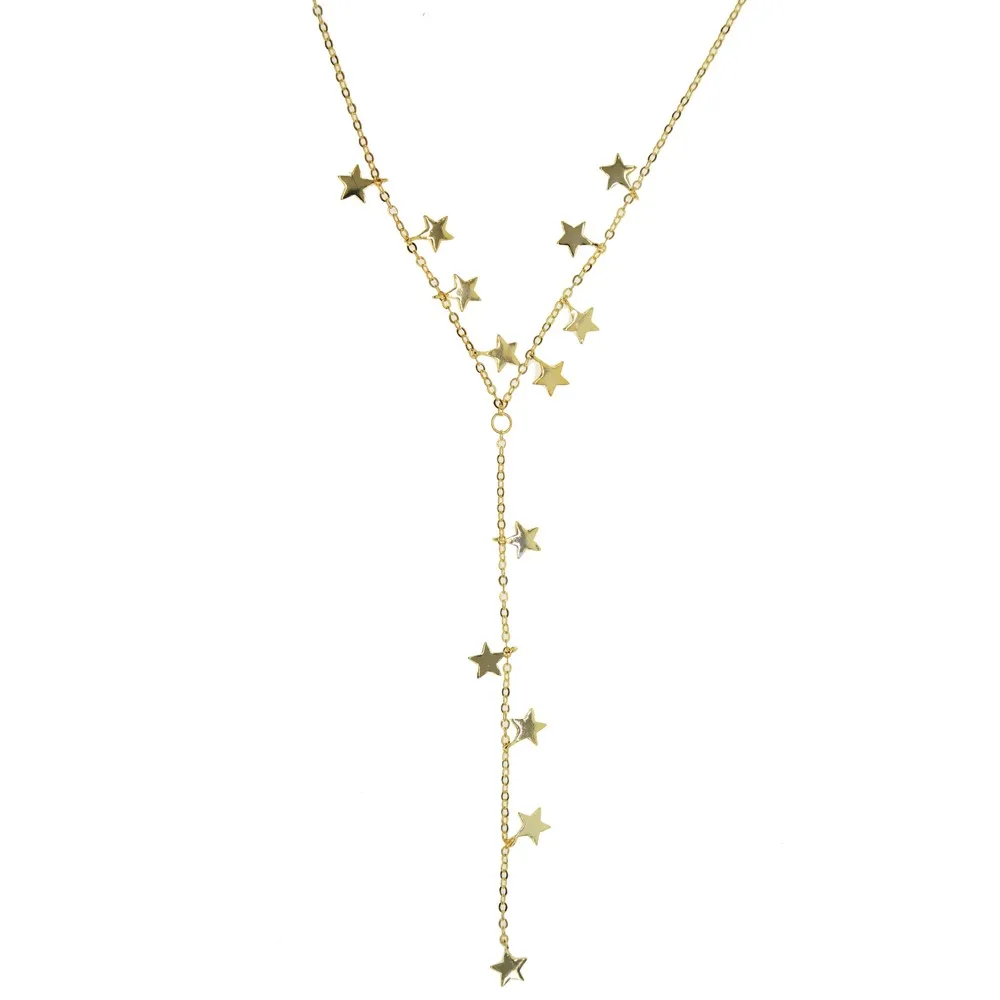 

2019 High quality Y Shape charm women Long Necklace With tiny Star Chain Necklace for cute girl elegant delicate fashion jewelry