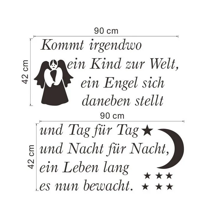 Kommt German Letters Love Quotes Flower Words Wall Sticker Home