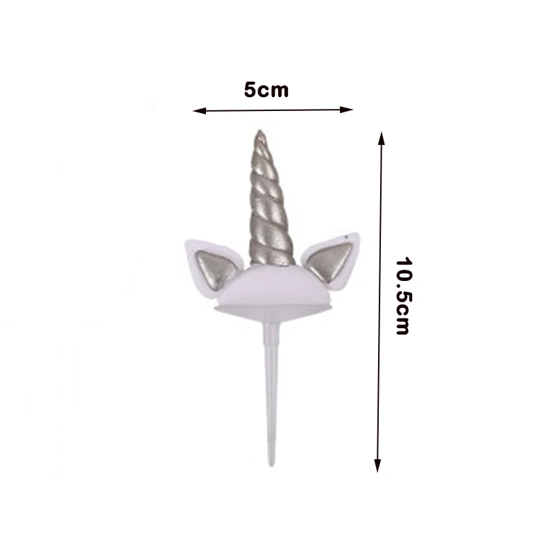 Единорог верхушка для торта Рог единорога уши декорирование тортов капкейк топперы детский душ день рождения Кондитерские инструменты - Цвет: 1pcs silver