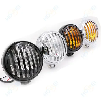 

5.75 inch Motorcycle 55W Retro Finned Grill mask Headlight vintage Head lamp For Harley Bobber Chopper Cafe Racer