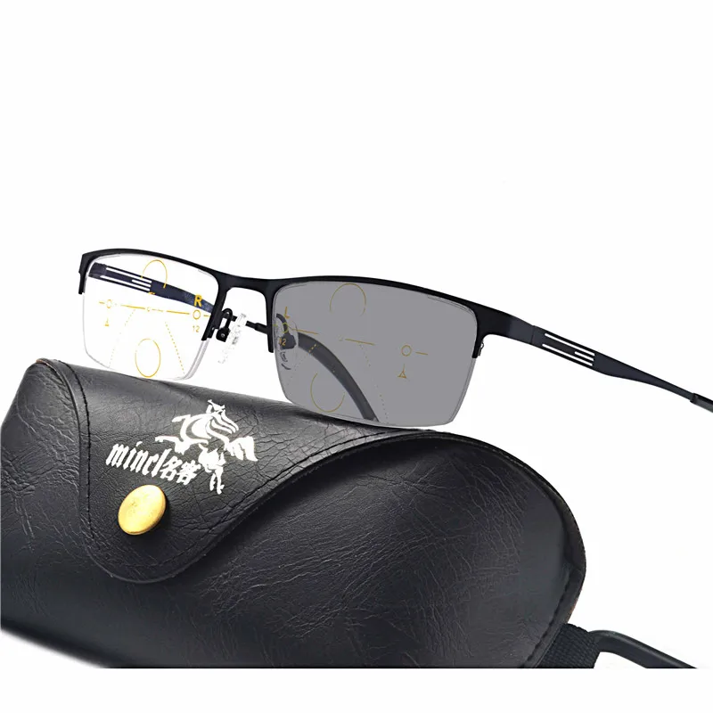 

Titanium Alloy Quality Photochromic Myopia Presbyopia Men's Glasses Fashion Square half Rim Classic Reading Glasses for Men FML