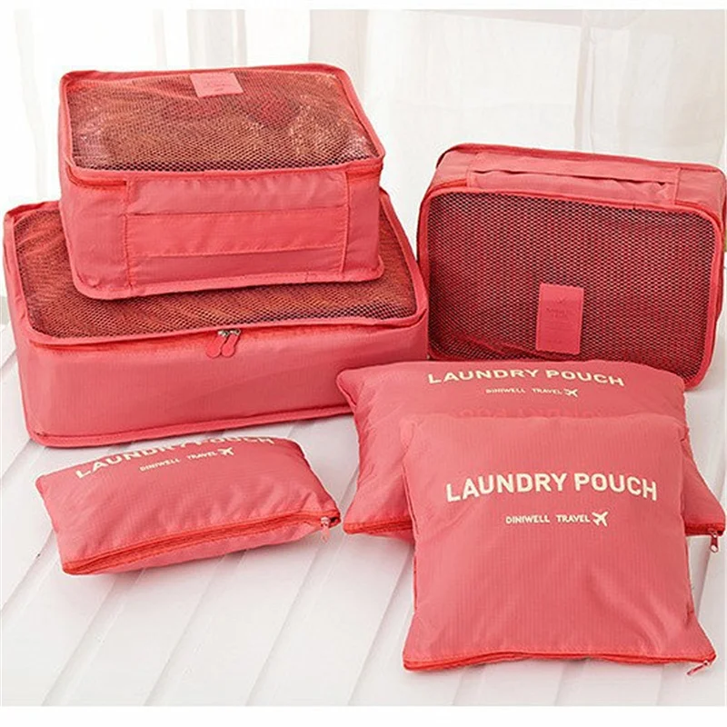 

6 PCS Travel Storage Bag For Clothes Tidy Organizer Wardrobe Suitcase Pouch Travel Organizer Bag Case Shoes Packing Cube Bag