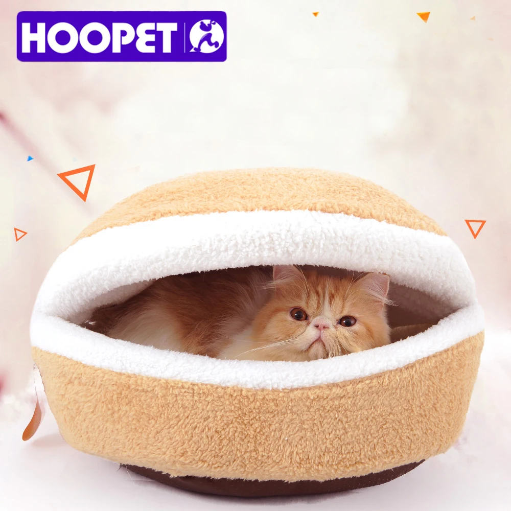  HOOPET Warm Cat Bed House Hamburger Bed Disassemblability Windproof Pet Puppy Nest Shell Hiding Bur