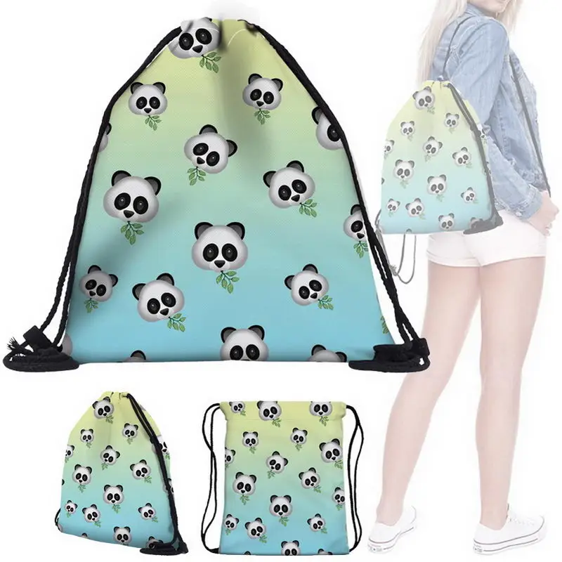 

New Style Drawstring Backpack Cute Emotion Printed 3D Lightweight Mini Bags for Girls