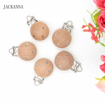 

10PCS Beech Wood Pacifier Clips Baby Dummy Clip DIY Infant Soother Clasps Chain Accessories BPA FREE Funny Baby Pacifier Holder
