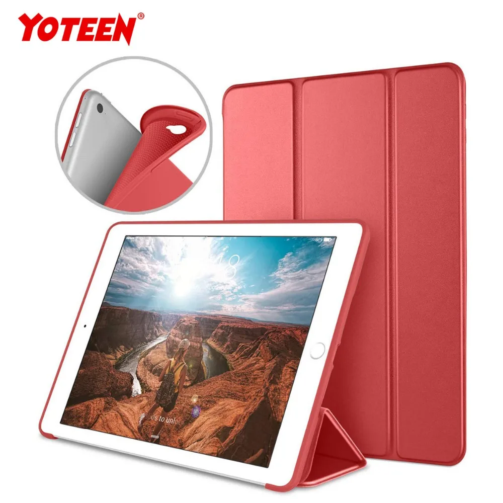 Yoteen для iPad Air 2 Новинка 2017 года iPad 9,7 дюймов Мягкие TPU тепловыделение назад Tri-Fold Дизайн авто сна Унти пропустить