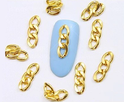10 шт металлическая цепочка 3d-украшения для ногтей золотые серебряные черные панк заклепки 2/3 секционные маникюрные дизайнерские ювелирные аксессуары - Цвет: Gold-B