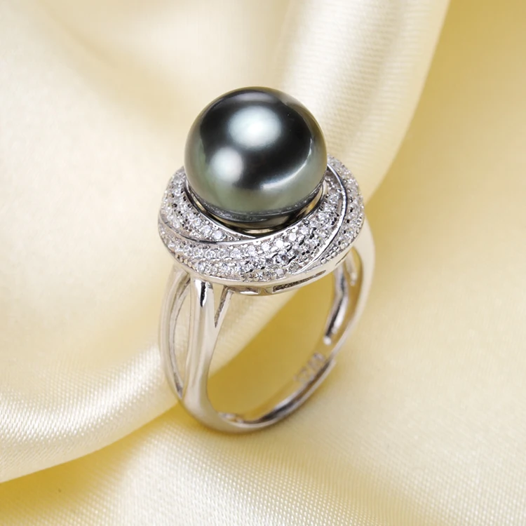 

925 Sterling Silver Pearl Ring Finger Ring Gorgeous Adjustable Ring Findings Jewelry Parts Fittings Accessories, 3pcs/lot