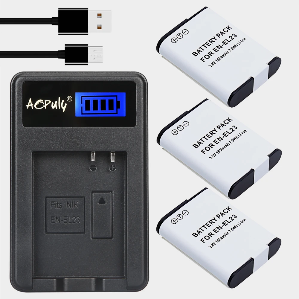 

3x EN-EL23 EN EL23 Camera Batteries Bateria Pack + LCD USB Charger for Nikon COOLPIX P600 P610 P900 p610s p990s and S810c MH-67P