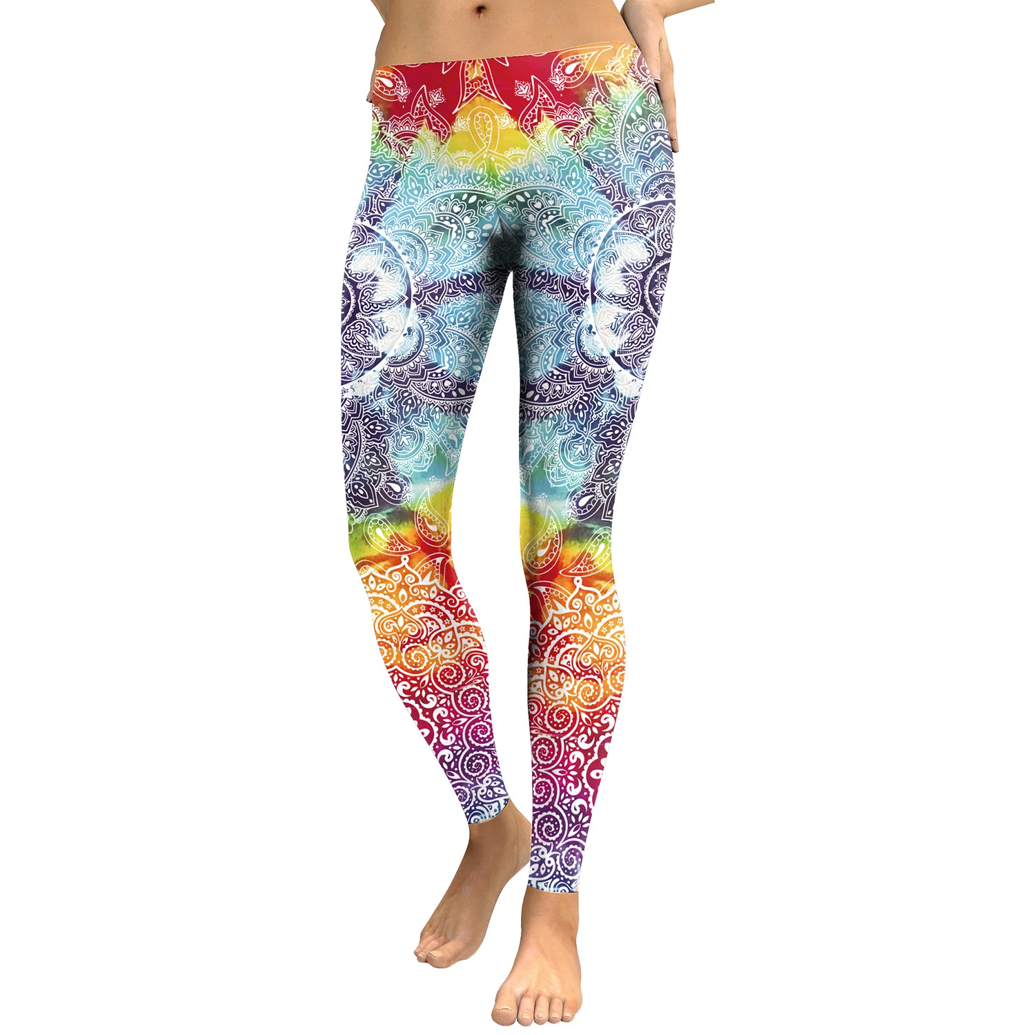 

Rainbow Mandala Flower 3D Print Slim Fitness Leggings Women Sexy High Waist Legging Elastic Causal Leggings Leggins Mujer