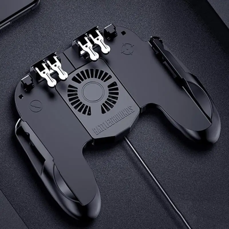 H9 Game Controller with Fan Six Finger Joystick GamePad with Cooler Fire Button Mobile Phone Game HandleTrigger for PUBG H9 Game Controller with Fan Six Finger Joystick GamePad with Cooler Fire Button Mobile Phone Game HandleTrigger for PUBG
