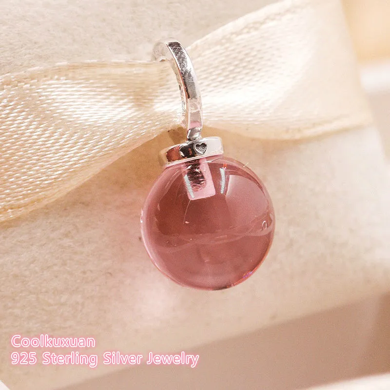 Осень 100% Стерлинговое Серебро 925 пробы Кулон Love Potion розовые хрустальные бусины