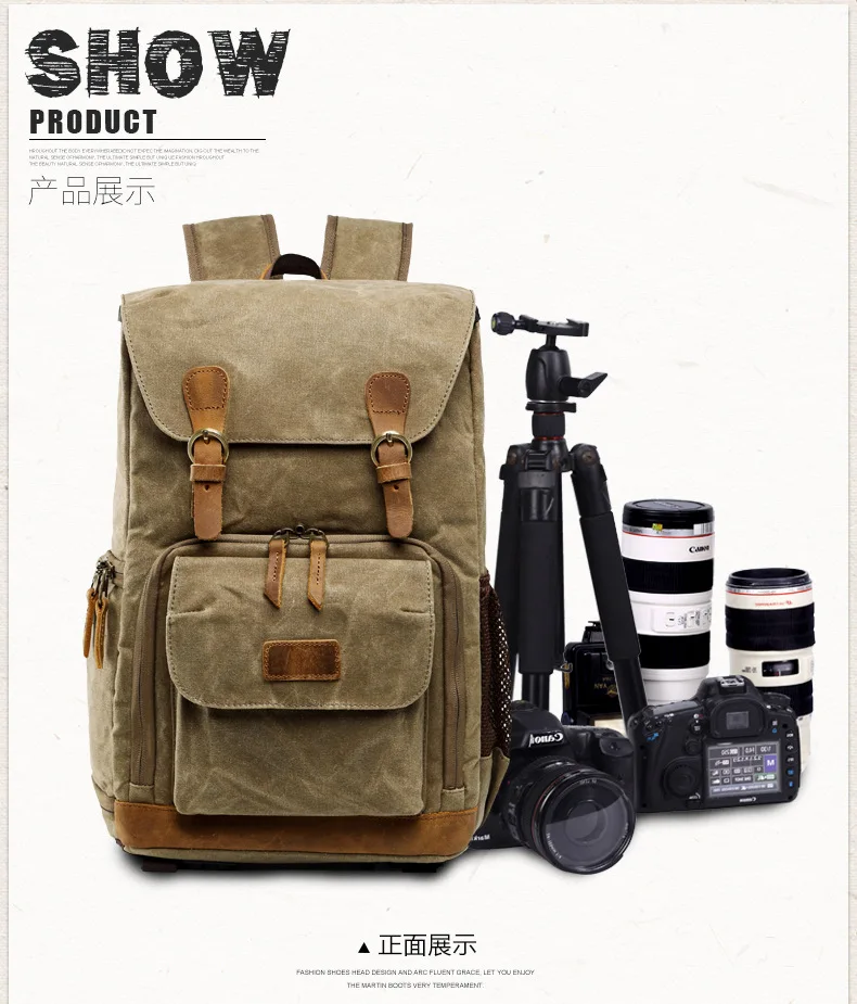 Холщовая водонепроницаемая сумка для фотокамеры наружная износостойкая большая камера фото рюкзак для мужчин для Nikon/Canon/sony/Fujifilm