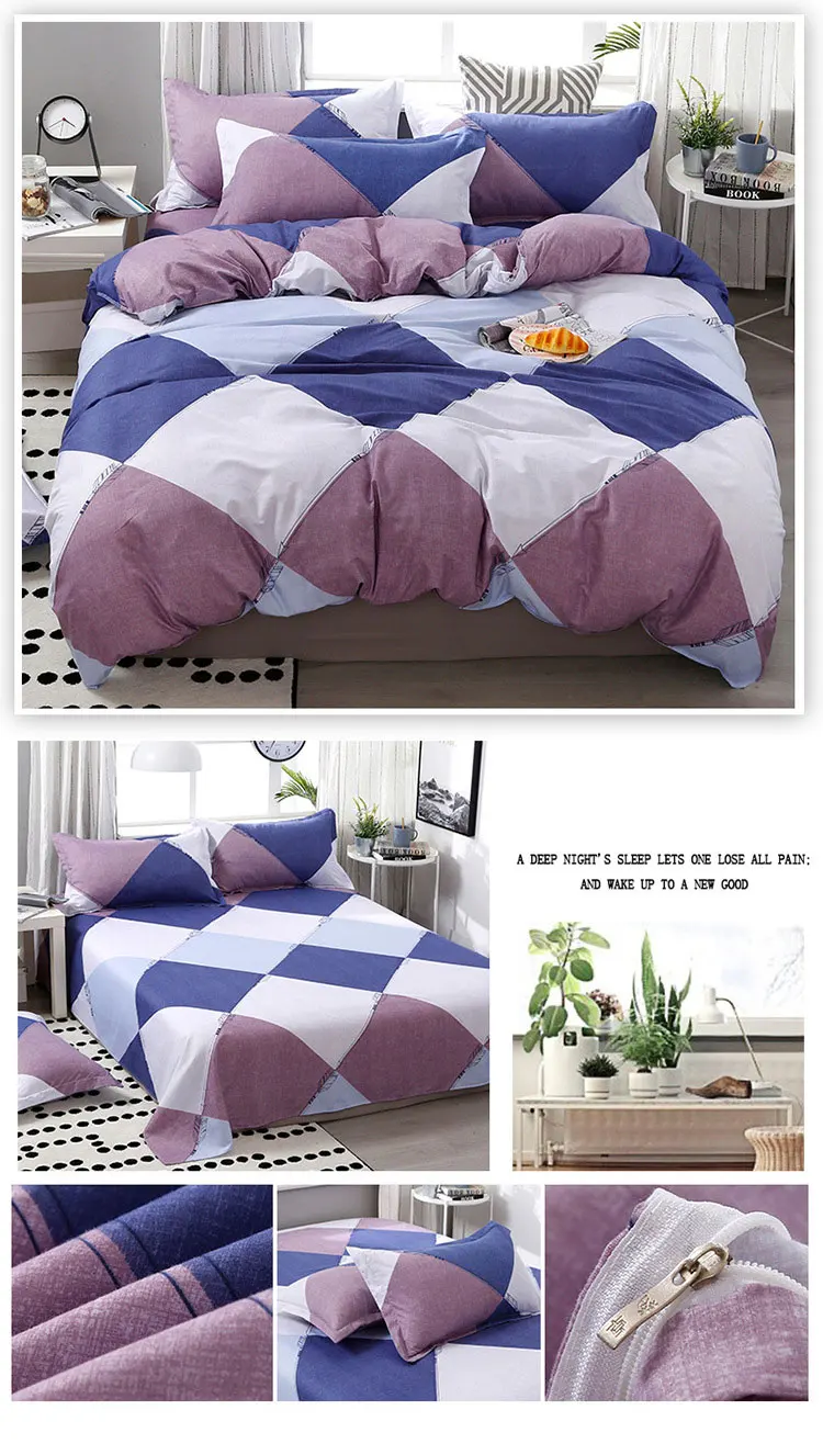 FUNBAKY 3/4pcs/Set Geometric Pattern Comforter Bedding Sets Black And White Pillowcase/Bed Sets Home Textile