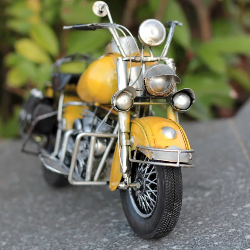 

Vingtage Tin Harley Motorcycle Model Photo Props Motor Figurine Wrought Metal Crafts Home Decoration Bar Cafe Decor