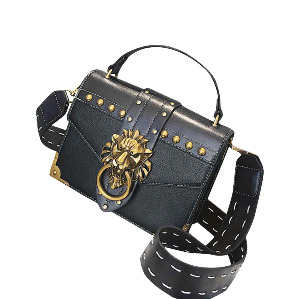 

ISHOWTIENDA bags for women 2019 Fashion Metal Lion Head Shoulder Bag Mini Square Crossbody Bag bolsa feminina #y3