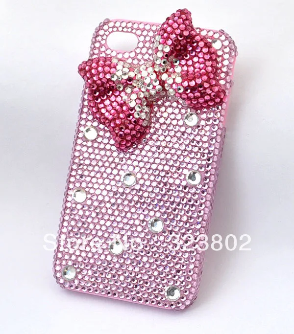 Bling Pink Cell Phone Case Cover For iPhone 4 4s 5 5C 5S With Crystal