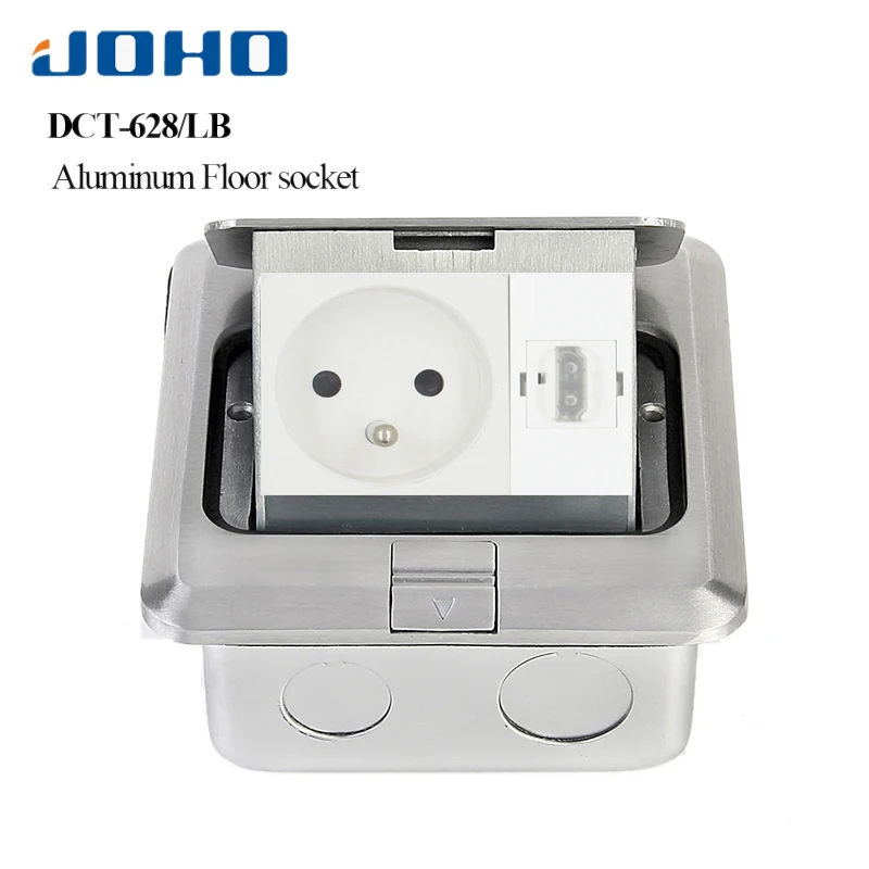 

JOHO Aluminum Alloy Fast Pop up Floor Socket outlet 16A 250V French Socket 2 Pole outlet RJ45 HDMI USB