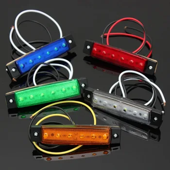 

6 LED Clearance Side Marker Light Indicator Lamp Strip Car Truck Trailer Lorry 12V White Amber Yellow Red Purple