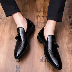 Новинка 2019 г. Туфли-оксфорды, итальянские деловые свадебные мужские кожаные модельные туфли на плоской подошве, дизайнерские Мокасины