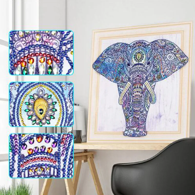 

Special Shaped Diamond Painting Cross Stitch Elephant Animal Diamond Mosaic 5D Diy Home Decoration Picture Of Rhinestone BG19