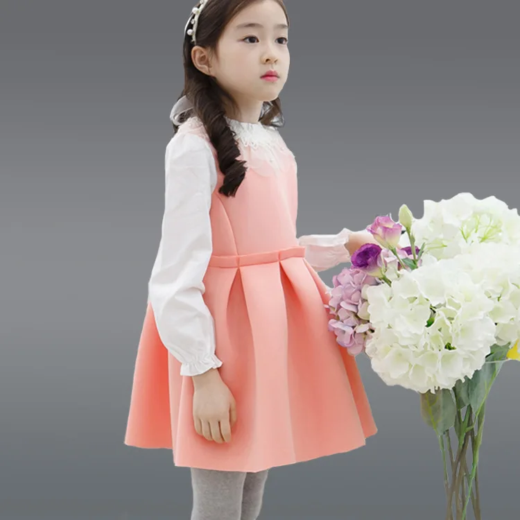 

Children's Wear South Korea Girls Spring Autumn New Long Sleeve Space Cotton Princess Dress Kids Clothing Dark Blue Pink