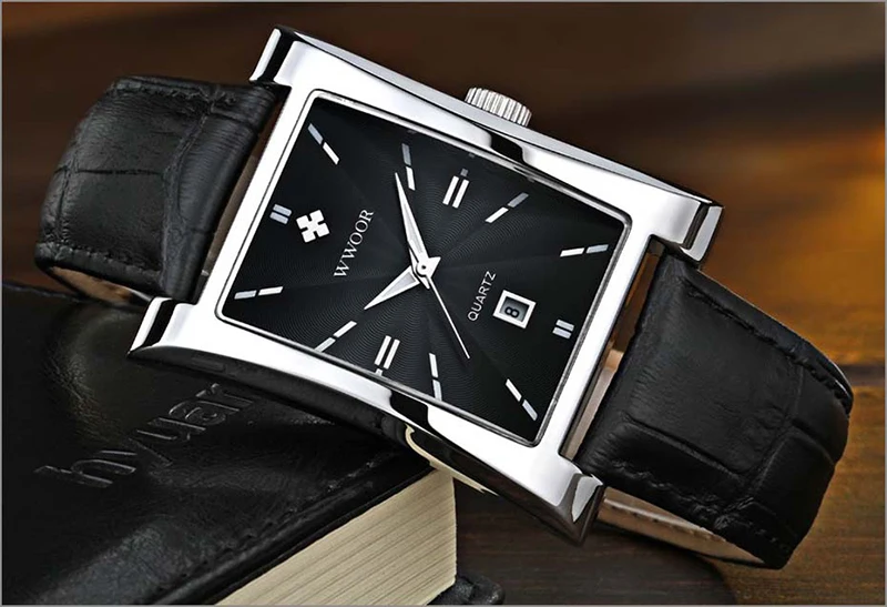 Новая мода квадратные мужские наручные часы из натуральной кожи Светящиеся мужские наручные часы лучший бренд класса люкс водонепроницаемые мужские часы