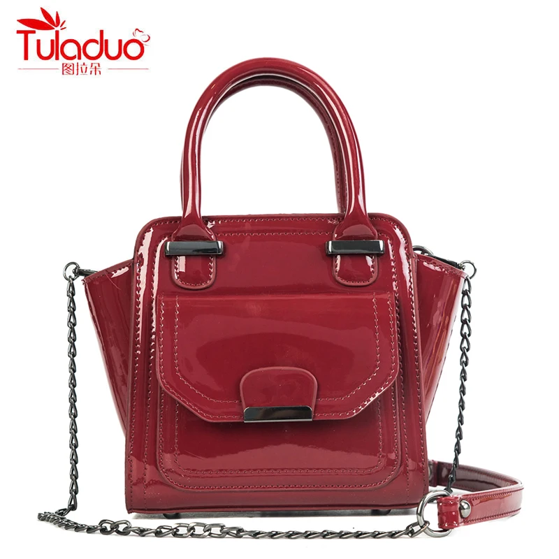 

Fashion Trapeze Women Handbags High Quality Patent Leather Ladies Crossbody Bags Chains Shoulder Straps For Women Messenger Bags