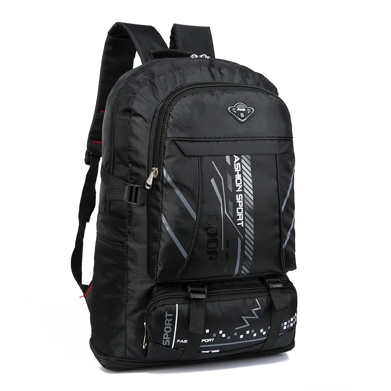 Большой 65L мужской женский рюкзак дорожные сумки вещевой багаж функциональный водонепроницаемый спортивный выходной большой мешок carry-on luis vuiton - Цвет: black