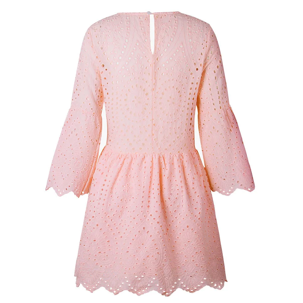 Новое Женское цветочное однотонное кружевное платье с коротким рукавом с вечерние вырезом винтажное кружевное платье летнее платье пикантное платье vestidos