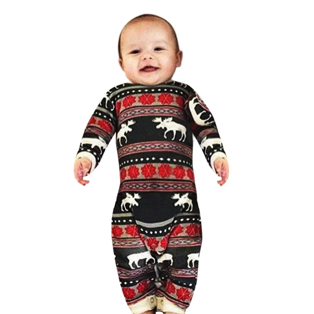 Детская зимняя одежда для маленьких мальчиков и девочек, Рождественская одежда с длинным рукавом, с принтом оленя, мягкий Песочник, одежда, толстые теплые зимние детские комбинезоны