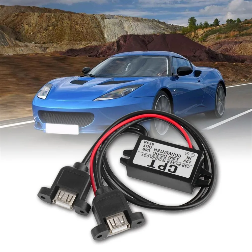 

Car Vehicles CPT UL5 Universal DC DC Converter Module 12V To 5V 3A 15W With Double USB Output Power Adapter