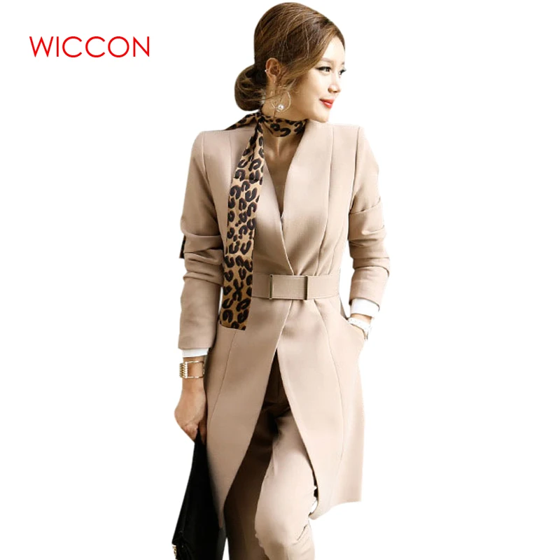 Goedkoop Mode Herfst Pant Suits Vrouwen Casual OL Office Pakken Formele Werkkleding Sets Uniform Stijlen Elegante V hals Broek suits