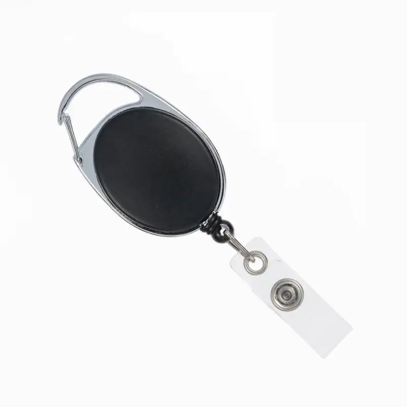 Retractable Pull Badge Reel Zinc Alloy ABS Plastic ID Lanyard Name Tag