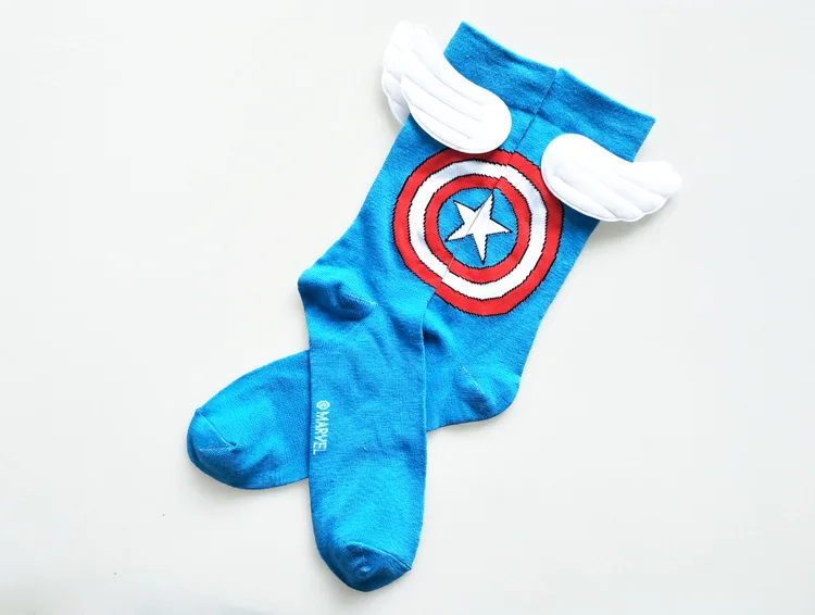 Marvel мультфильм шаблон для мужчин длинные носки Капитан Америка Синий happy повседневное осень цвет calcetines hombre skarpetki meskie