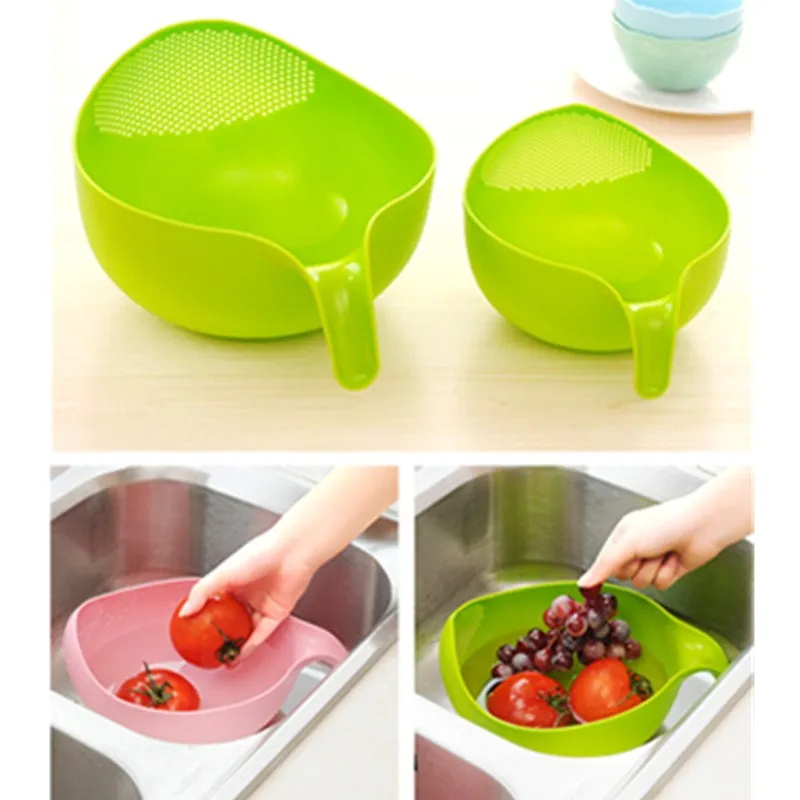 1PC Vegetables Fruit Drain Rack Wash Rice Sieve fruit basket Rice Beans Peas Washing Filter Strainer Washing Basket Drain Basket