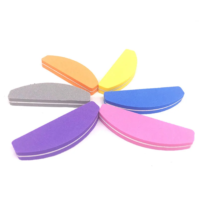 

6Pcs Half Moon Nail File 100/180 Sponge Mini Nail Buffer Block Files For UV Gel Polish Colorful Manicure Sanding Nail Art Tools