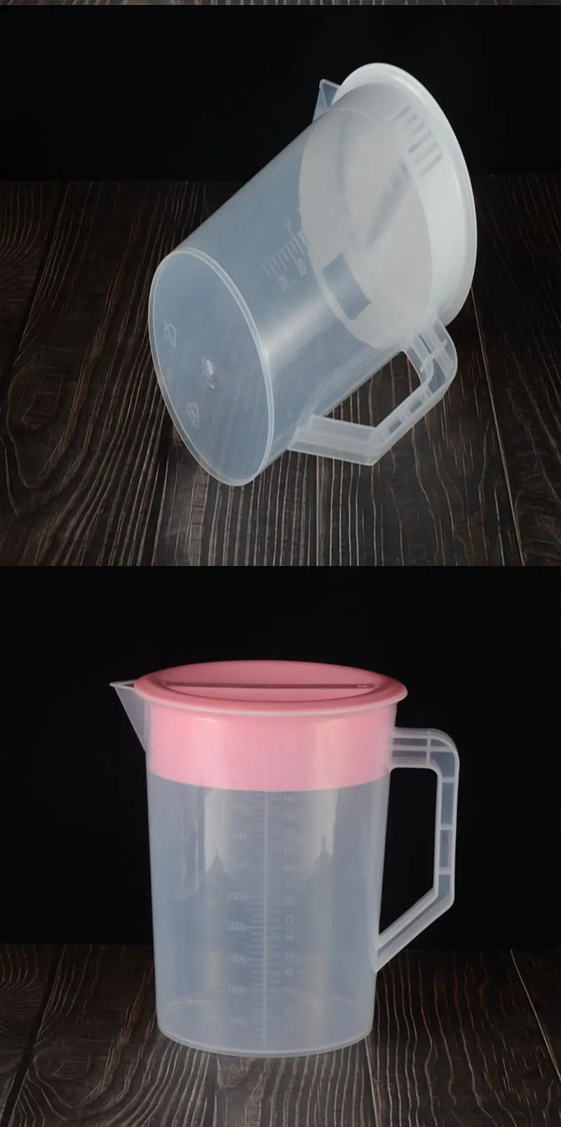 Большая емкость 5000 мл Градуированный пластиковый мерный стакан с крышкой с пластиковым холодным чайником кувшин для сока 3