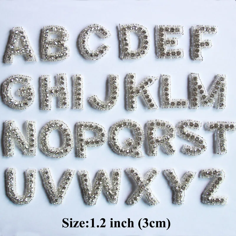 52 шт./лот 3 см буквы горного хрусталя с аппликационной вышивкой патч свадебный пояс Стразы патч LSAP008