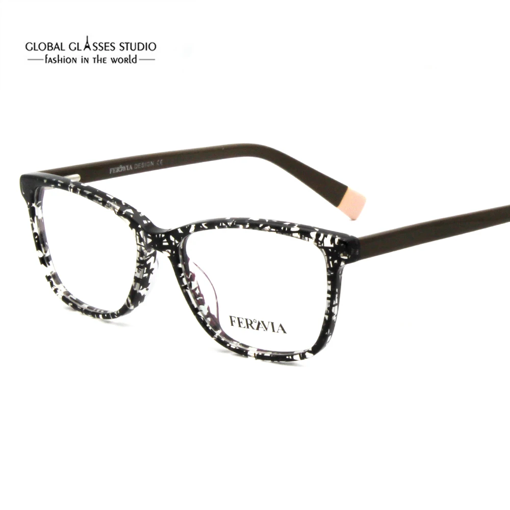 Новые модные Для женщин маленький уход за кожей лица элегантные очки пружинная петля Non-рецептурные прозрачные линзы оптические очки FVG7084 - Цвет оправы: Black Brown Pink