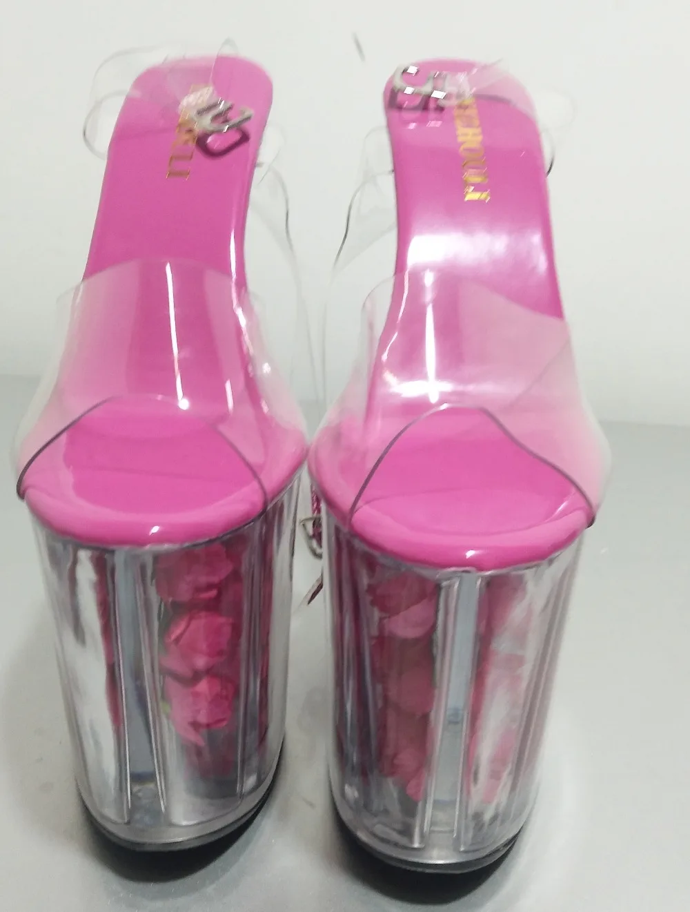 The new special bride wedding shoes rose at the end of the ultra high heels, 20cm thick bottom heels sandals Dance Shoes