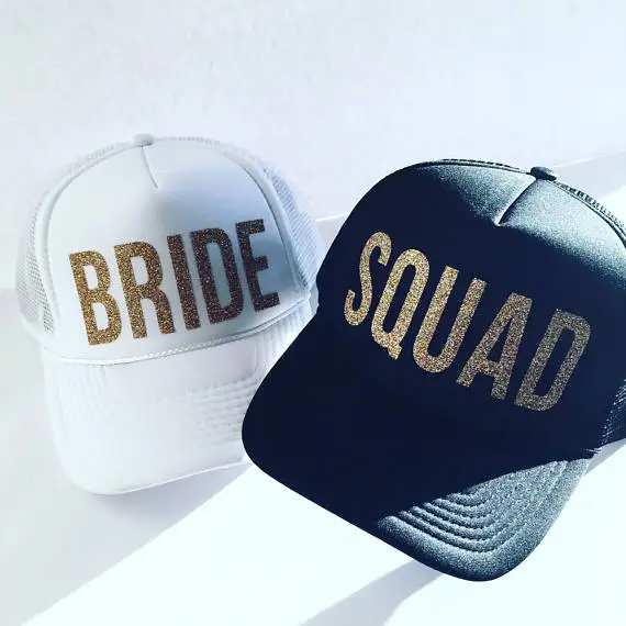 Hats for Bachelorette Party Bridesmaid Gifts Customized trucker hat Bridal hat Bridal Party Bride Squad Trucker hats bride sqaud-vinyl