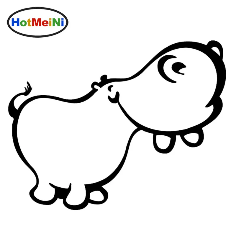 

HotMeiNi Car Styling Happy Hippopotamus Car Sticker Vinyl Decal Windshield Truck Door Bumper Hippo Cute Wild Animals 15.5*12 cm