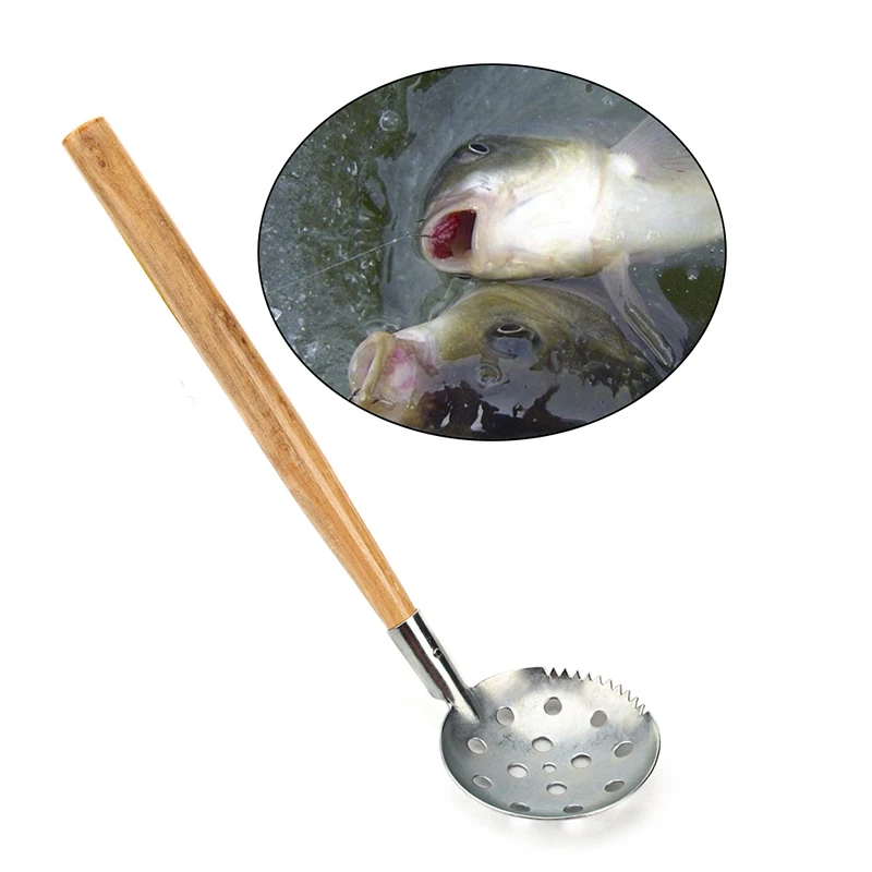 1Pc Winter Ice Fishing Tool Ice Scoop Skimmer with wood Handle Metal