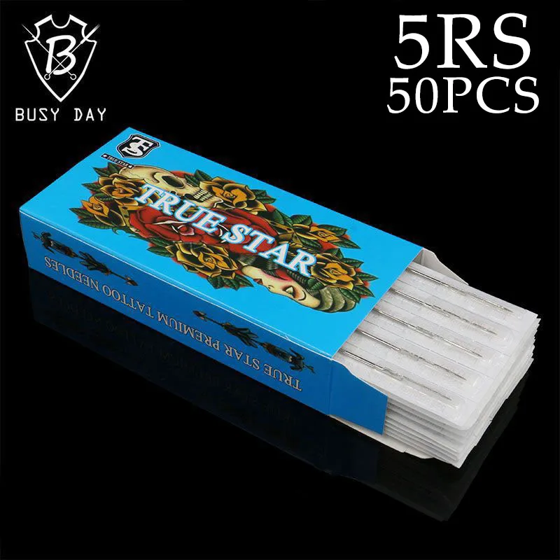 50pcs 5RS True Star Premium Round Tattoo Needles Sterilized Stainless Steel For Free Shipping